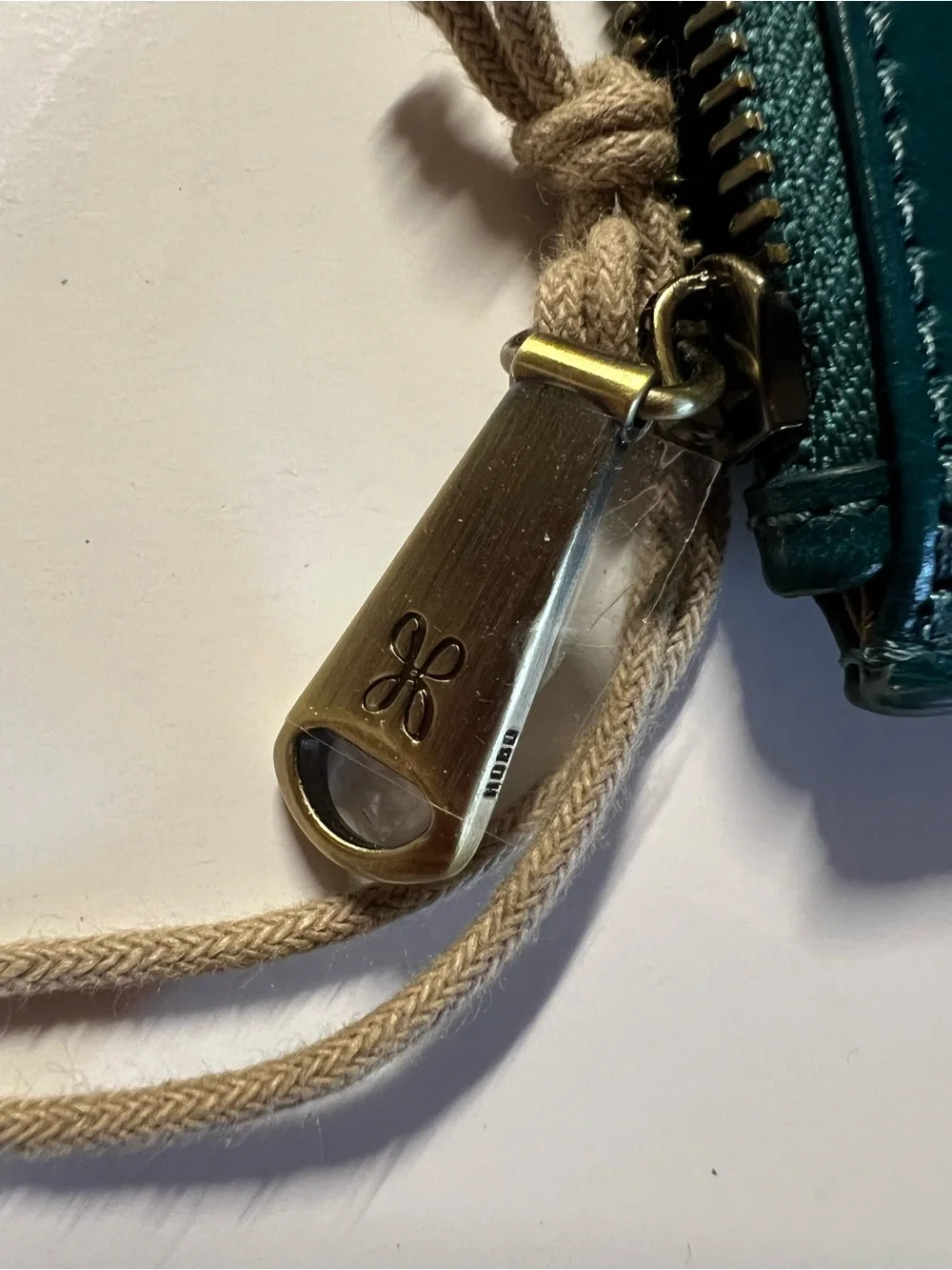 HOBO Teal Leather Wristlet Card Case with Bangle Ring